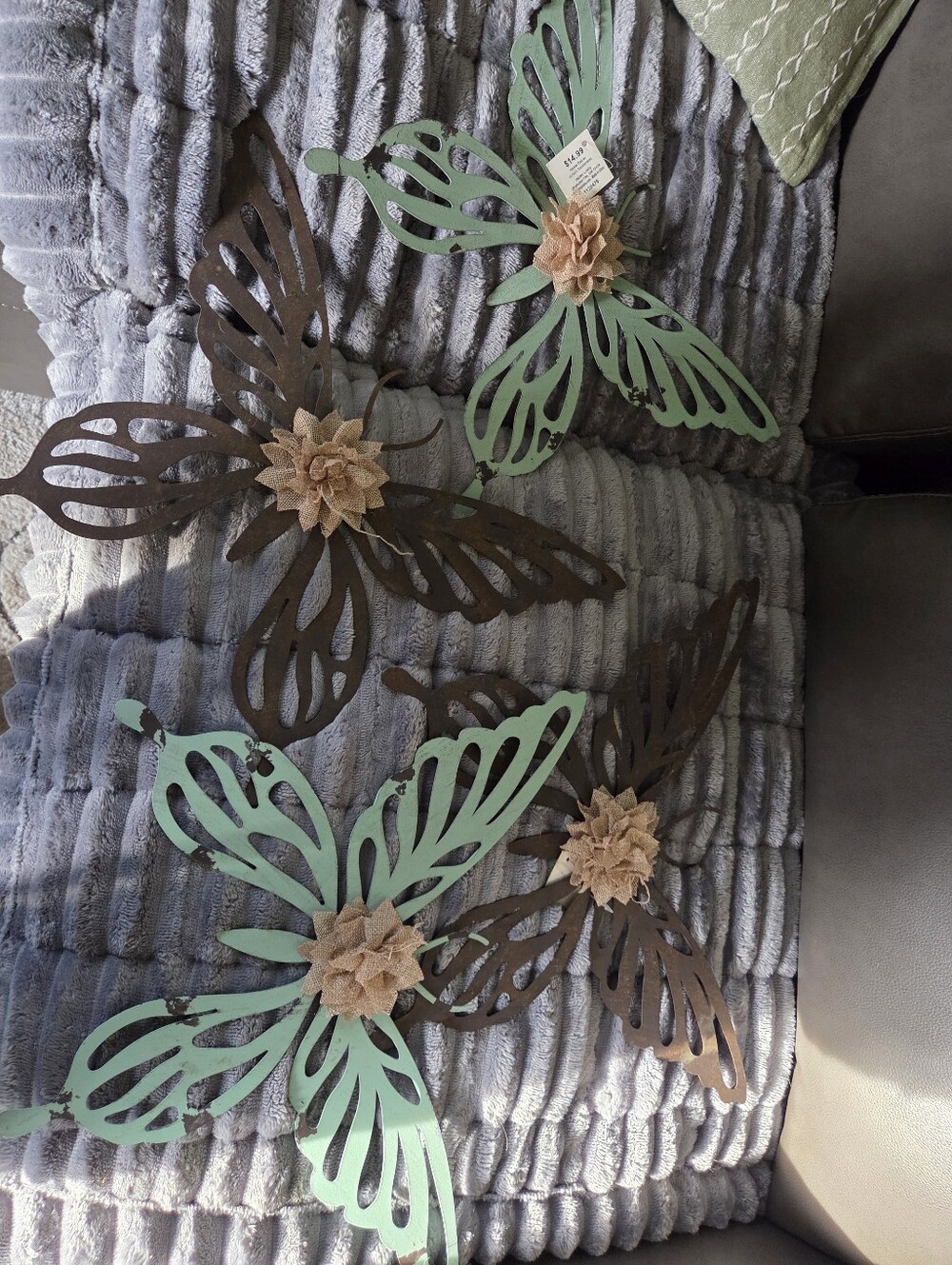Hobby Lobby Metal Butterfly Wall Decor in Mint Green and Rustic Brown - Picture 6 of 6